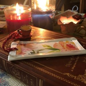 Floral Bookmark w Stackable Teacup & Saucer Charm